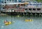 Tourists riding sea kayaks in Bar Harbor, Maine