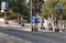 Tourists riding two wheel segway. Eco friendly electrical individual transport vehicle.