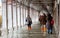 Tourists in San Marco square with high tide, Venice, Italy.