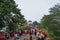 Tourists on scenic lookout in Huashan mountain