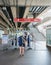 Tourists at security check at Phaya Thai skytrain station