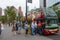 Tourists seeing the sights of the city on the sightseeing bus.