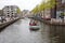 Tourists sightseeing in boat on Mient canal in Alkmaar, North Holland