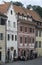 Tourists sitting outside a small restaurant in Cesky Krumlov, Czech Republic. Cesky Krumlov is one of the most picturesque towns