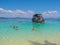 Tourists snorkeling in Andaman sea at Ko Kradan Island, Thailand