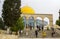 Tourists on the steps at the ancient Dome of the rock Islamic Ho