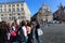 Tourists stroll at historical places at Rome