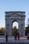 Tourists stroll near the Arco dei Gavi which is located in the square of Castelvecchio