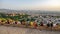 Tourists and sunset over Granada and Alhambra