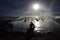 Tourists swim in a hot spring at sunrise in Eduardo Avaroa National Reserve in Uyuni, Bolivia.