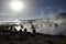 Tourists swim in a hot spring at sunrise in Eduardo Avaroa National Reserve in Uyuni, Bolivia.