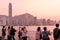 Tourists take a photo at Hong Kong seaside viewpoint