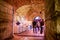 Tourists take a tour of the historic cellars of the Roman Emperor Diocletian in Split, Croatia