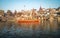 Tourists taking the popular boat tour on the sacred Ganges river in Varanasi, Utta