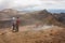 Tourists on Tongariro Alpine Crossing in New Zealand