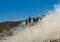 Tourists on top of the volcano of the Aeolian island Vulcano, Sicily