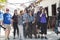 Tourists tour the stone town of Zanzibar.