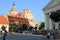 Tourists on The Town Hall Square in Vilnius Old Town, Vilnius