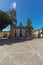 Tourists on town square in front of Basilica de Nuestra Senora d