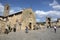 Tourists in town square of Monteriggioni