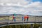 Tourists at The Treetop Walkway discovering the beauty of the Sumava National Park, Lipno nad Vltavou, South Bohemia, Czech