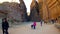 Tourists view the canyon ancient city of Petra in Jordan