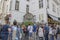 Tourists view Manneken Pis dressed as a shepherd`s suit