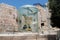 Tourists view Menorah - the golden seven-barrel lamp - the national and religious Jewish emblem near the Dung Gates in the Old Cit