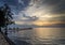 Tourists view sunset by pier in kep town cambodia coast