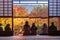 Tourists viewing beautiful Maple leaf in Japanese Garden at Enkoji temple, Kyoto, Japan. Landmark and famous in autumn season