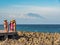 Tourists viewing Mt. Agung in Bali