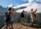 Tourists at a viewpoint, Miradouro dos Balcoes at 880m high, Madeira Island