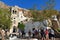 Tourists visit the city inside the mythical castle of Monemvasia