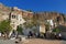 Tourists visit the city inside the mythical castle of Monemvasia