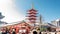 Tourists visit Gojunoto five story pagoda at Senso-ji temple