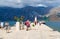 Tourists visit Gospa od Skrpela Island in Bay of Kotor, Montenegro
