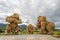 Tourists visit Huay Thung Tao`s Straw Gorilla Sculptures area