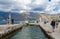 Tourists visit Island of Virgin on reef Gospa od Skrpela Island, Montenegro