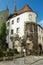 Tourists visit the remains of the East Tower of Porta Praetoria from Ancient Roman times in Regensbusg, Germany.