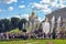 Tourists visit the sights park of Peterhof