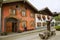 Tourists visit traditional old painted housesi in Mittenwald, Germany.