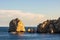 Tourists visiting The Arch at Land`s End by boat, Cabo San Lucas, Baja California, Mexico, 2020