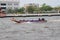 Tourists visiting Bangkok by boat on the jaopraya river.