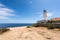 Tourists visiting Formentera La Mota lighthouse