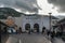 Tourists are visiting Grand Casemates Gates at center of city