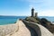 Tourists visiting the historic Petit Minou lighthouse on the Brittany coast