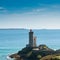 Tourists visiting the historic Petit Minou lighthouse on the Brittany coast