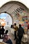 Tourists visiting History of Lisbon cartoon tunnel