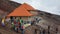 Tourists visiting the Jose Rivas refuge located at 4800 meters in the volcano Cotopaxi