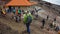 Tourists visiting the Jose Rivas refuge located at 4800 meters in the volcano Cotopaxi